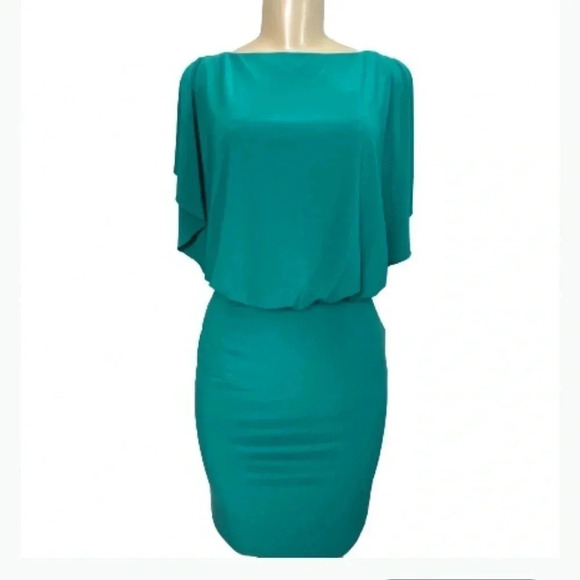 - JESSICA Simpson Dress Y2K blue green split short sleeve date night size small - Picture 4 of 9